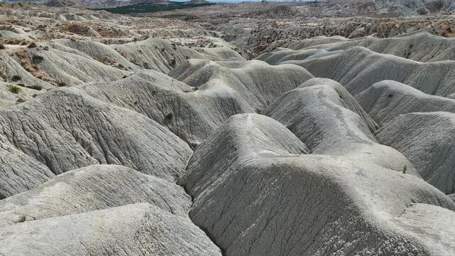 A spectacular drone view of the barren lands of the Abanilla Desert, Region of Murcia (Spain)