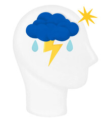 Clouded head png, mental health remix, transparent background © Rawpixel.com