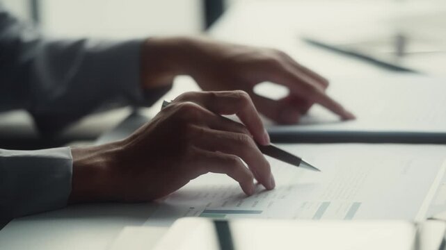 Accountant calculating numbers in office for clear valuation documents
