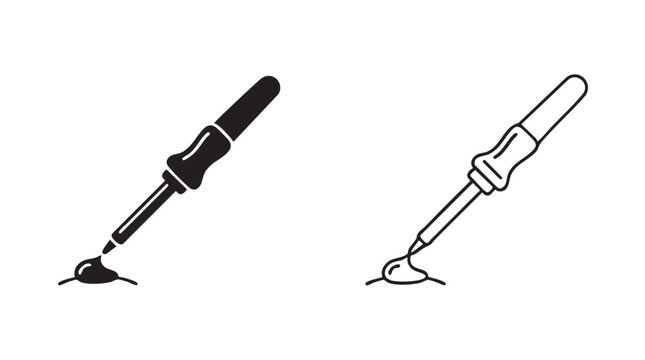 soldering iron vector icon with silhouette and line art design silhouette with line art vector icon