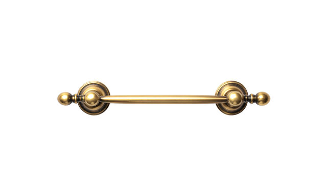 Classic golden metallic door handle pull bar isolated on white background
