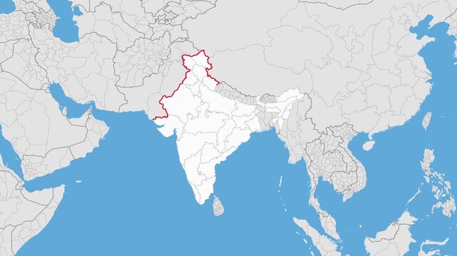 Map of india with surrounding countries and regional borders