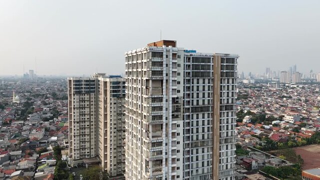 Apartment towers and showing urban sprawl