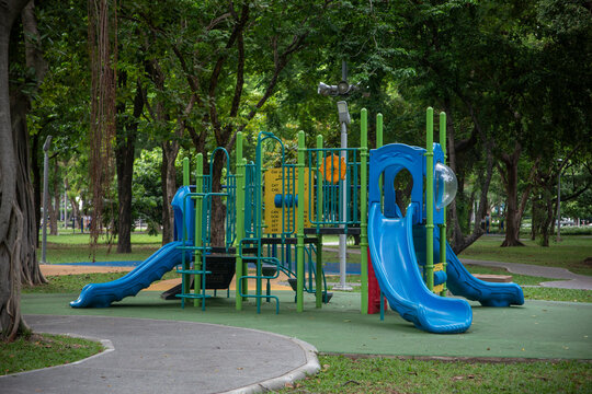 exercise stations in public park photo