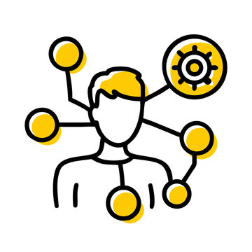 Yellow and black outline of personal network connection icon.