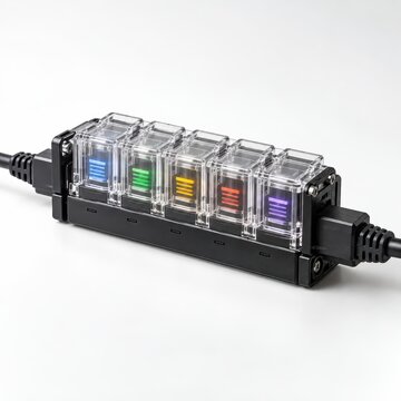Modern modular electronic audit device with illuminated color cubes