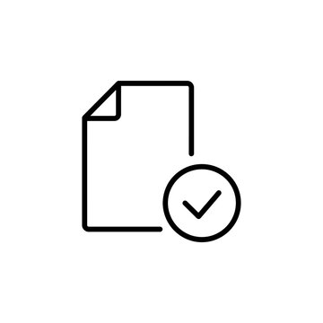 Document file with checkmark icon for task completion and approval status document checkmark approval