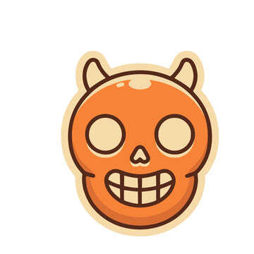 Cartoon skull with horns and wide smile