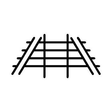 Train tracks lines crossing perspective simple vector icon.