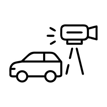 Speed camera detecting car on road for traffic control.