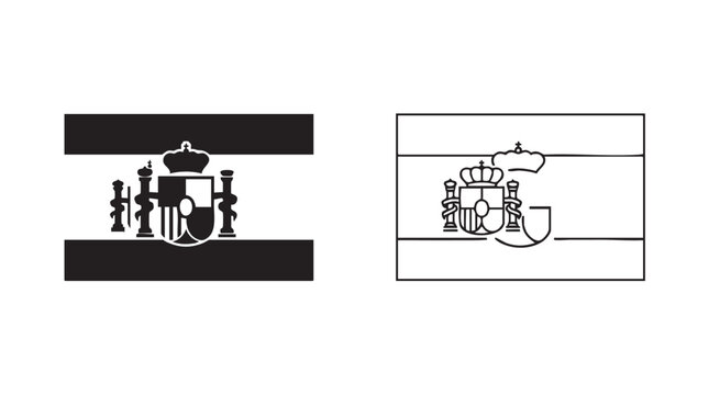 spain flag vector icon silhouette with line art silhouette with line silhouette with line art vector icon