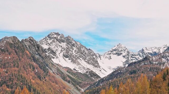 Mountain landscape in the Alps, the autumn season among the peaks of Disgrazia massif, Valmalenco, Lombardy