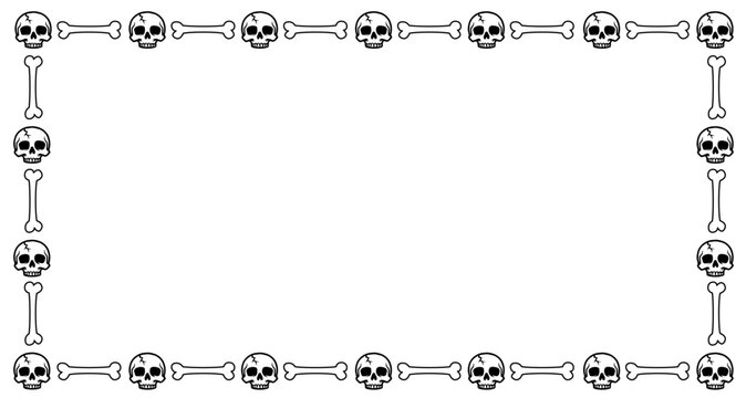 Border Skull Human Bone Rectangular Halloween Frame