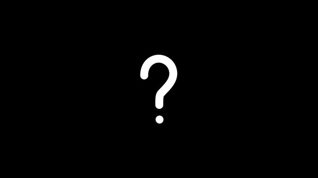 Video template featuring a white question mark icon on a solid black background
