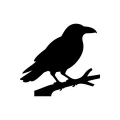 Fototapeta premium Halloween Crow Silhouette Perched on a Tree Branch Vector Illustration