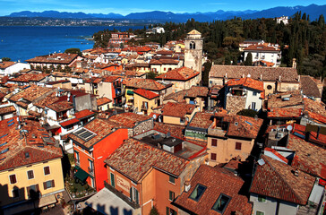 Fototapeta premium View from above of the town of Sirmione.