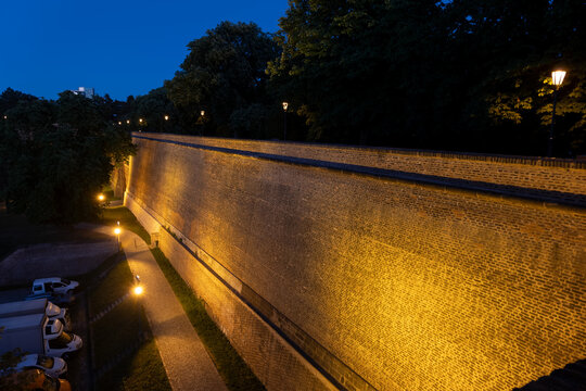 Vysehrad Wall At Night In Prague