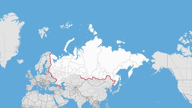 Map of russia with administrative divisions highlighted