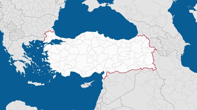 Map of turkey with provincial borders