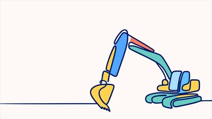 Cute Excavator Construction Machine Vector Illustration in Flat Cartoon Style © CutRiska