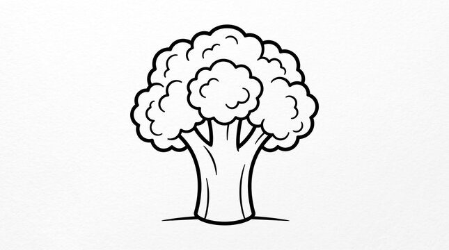 Black and white line art of broccoli