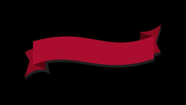 Red ribbon banner assembles through folding sections as the center, tails, and front pieces move into place, creating a clean title opener ideal for labels, promos, festive graphics, and branding.