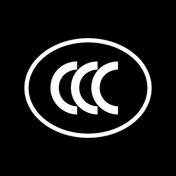 CCC Mark China Compulsory Certification Symbol, White Oval on Black Background