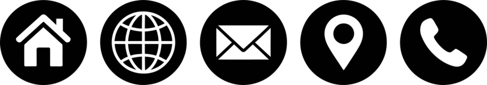  Contact us web icon set, business card communication symbols vector illustration.