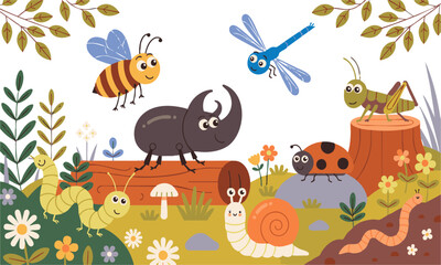 Obraz premium Friendly Garden Bugs and Insects for Nature Education।
