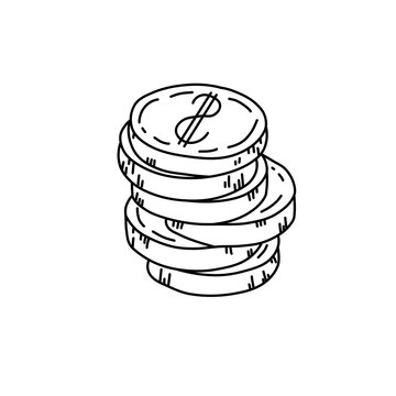 coin stack outline vector art for financial planning and savings