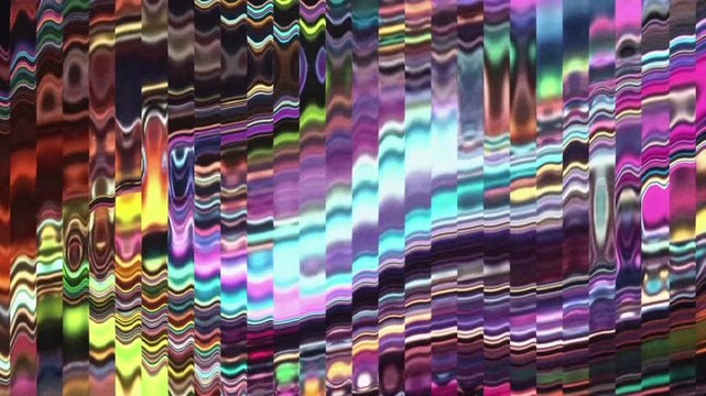 Abstract Holographic Pixel Sorting Glitch Video Loop with Prismatic Rainbow Noise Distortion Flow for Futuristic Cyberpunk Music Stage Screen Visuals Backdrop