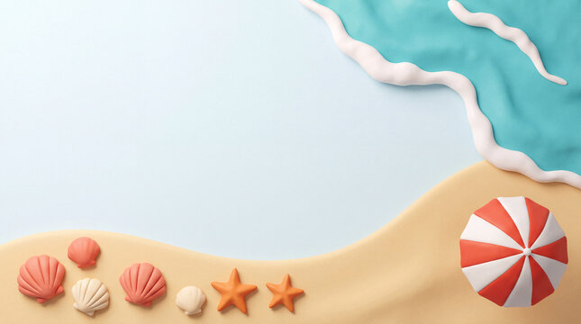 Tropical summer beach sand sea shells and ball