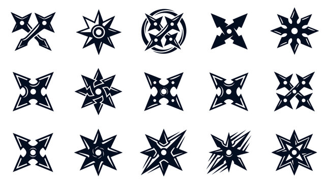Shuriken set presents a variety of traditional ninja throwing stars and sharp martial arts weapons.