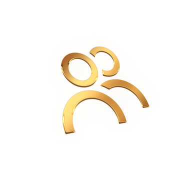 Gold user group, team, or community icon isolated on white background, 3D render design element