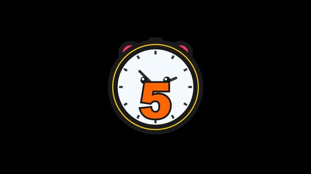 Funny cartoon clock countdown timer animation background
