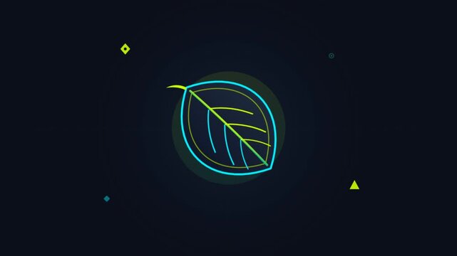 Animated vector battery icon morphing into organic leaf shape on dark tech UI overlay