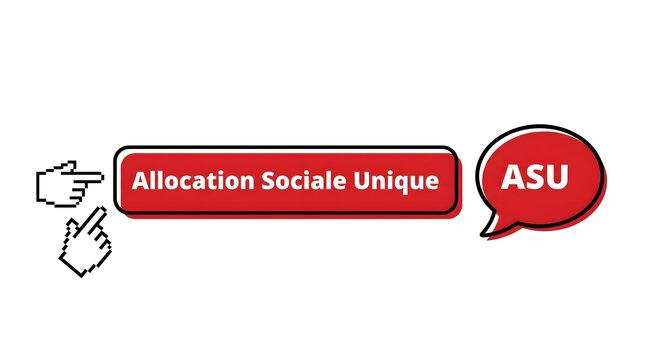 Hand cursor selecting allocation sociale unique asu logo on digital interface