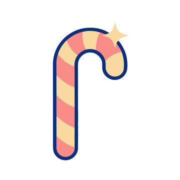 Candy cane with star icon