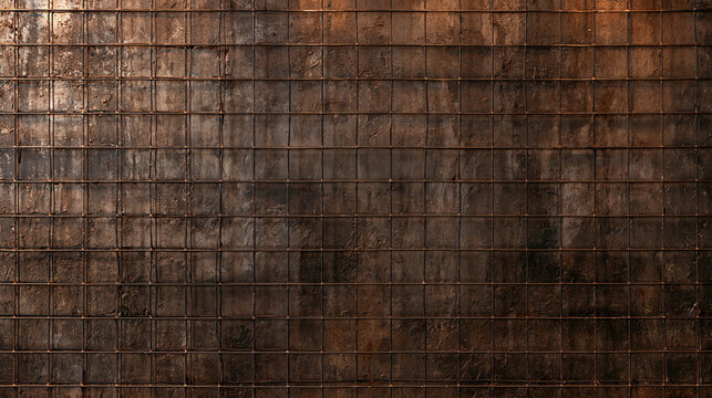 Rusty Metal Wire Mesh Grid on Dark Grunge Wall