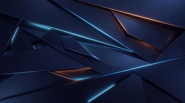 Futuristic Abstract Dark Geometric Background with Glowing Neon Lines
