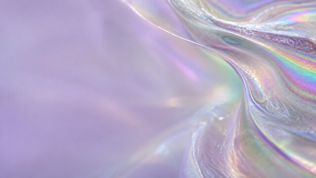 Pastel Iridescent Thin Film Waves in Lavender and Mint