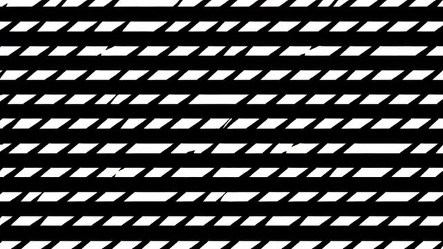 Black and white zigzag bands shift rhythmically in a bold seamless optical motion background.