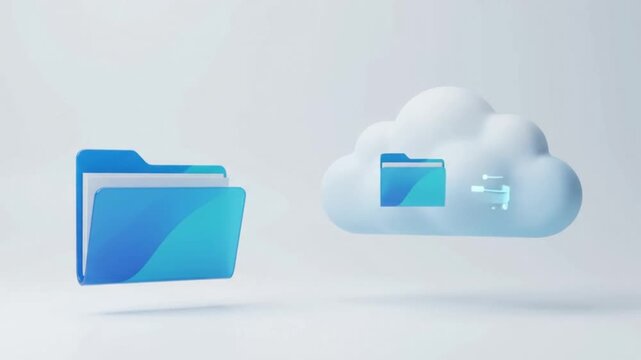 Folder Icon Moving Files in Cloud Cloud Storage Scene