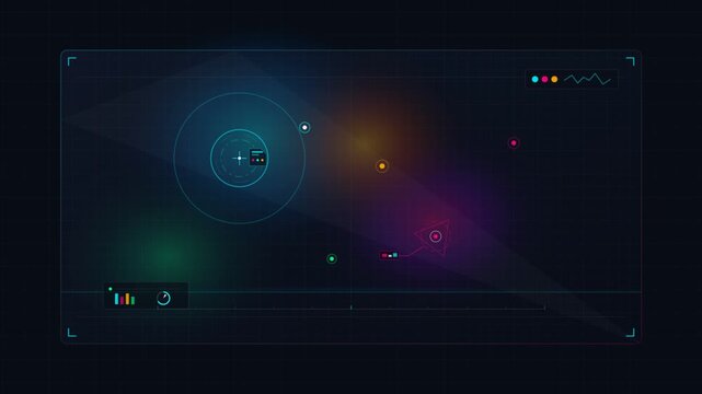 Futuristic technology user interface displaying glowing vector data graphs