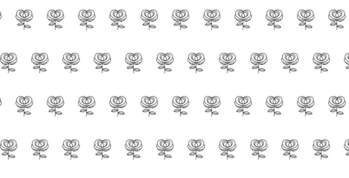 Seamless pattern of stylized roses in vintage sketch style