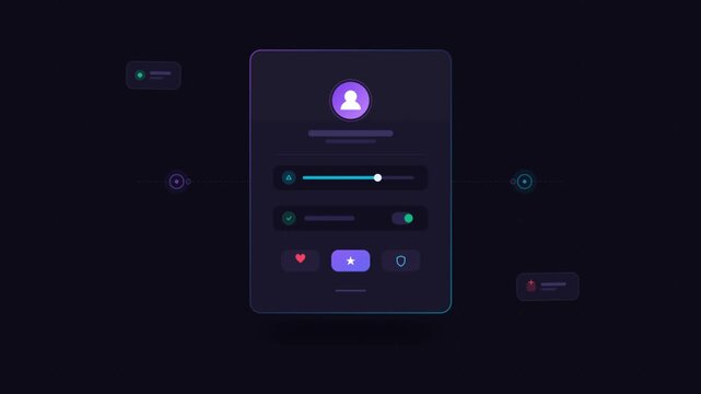 Interactive dark mode ui dashboard with vector sliders and buttons