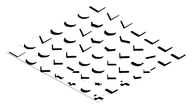 Isometric vector illustration of geometric paper cutouts arr set with simple line art design featuring line art, illustrations, graphic resources with vector and design elements