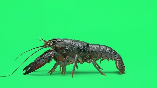 Australian red claw crayfish on green screen background.