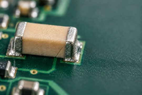 Cracked Multilayer Ceramic Capacitor on Printed Circuit Board