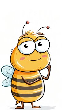 Cute quirky drawn cartoon bee, creative humor design, animation